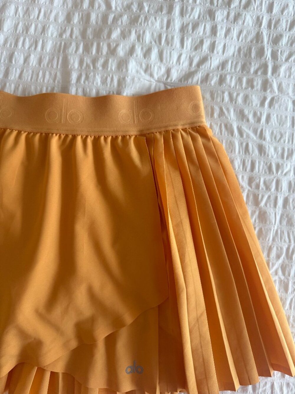 Alo Yoga Yellow Pleated Athletic Skirt Built-In Shorts Tennis